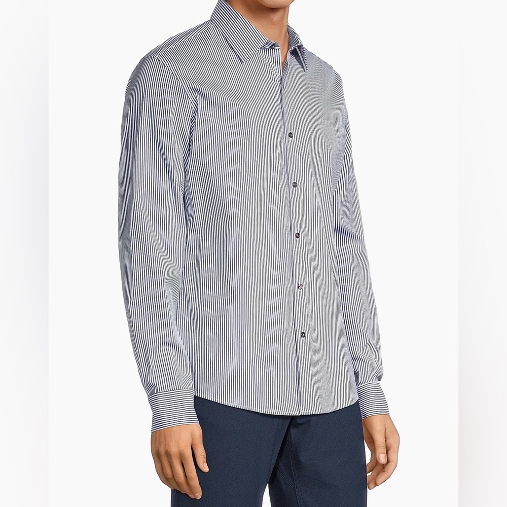 Michael Kors Striped Button-Front Slim-Fit Shirt